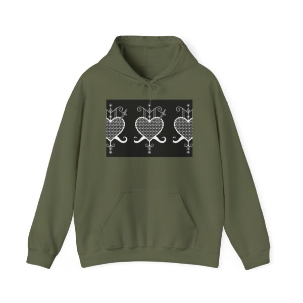 Stylish Heart Pattern Unisex Hoodie - Cozy and Trendy - Image 9