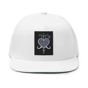 Embroidered Heart Flat Bill Cap - Stylish & Unique