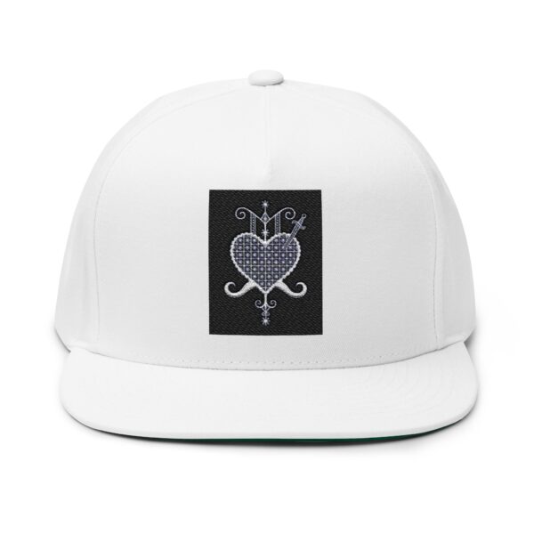 Embroidered Heart Flat Bill Cap - Stylish & Unique