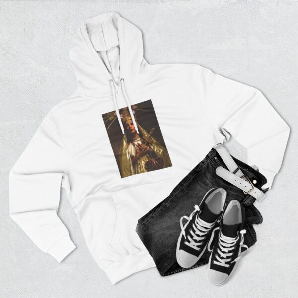 Cultural Art Fleece Hoodie with Three-Panel Design - Image 3