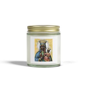 Inspirational Scented Candle - Coconut Apricot Wax, 4oz & 9oz - Virgin Mary Design
