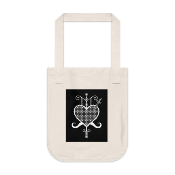 Bohemian Organic Canvas Tote Bag - Heart and Sword Design