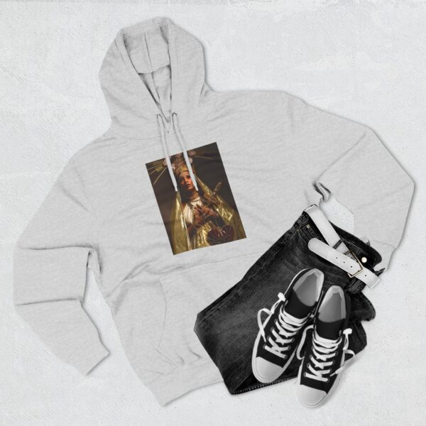 Cultural Art Fleece Hoodie with Three-Panel Design - Image 7