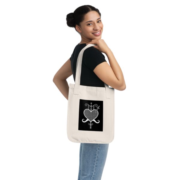 Bohemian Organic Canvas Tote Bag - Heart and Sword Design - Image 3